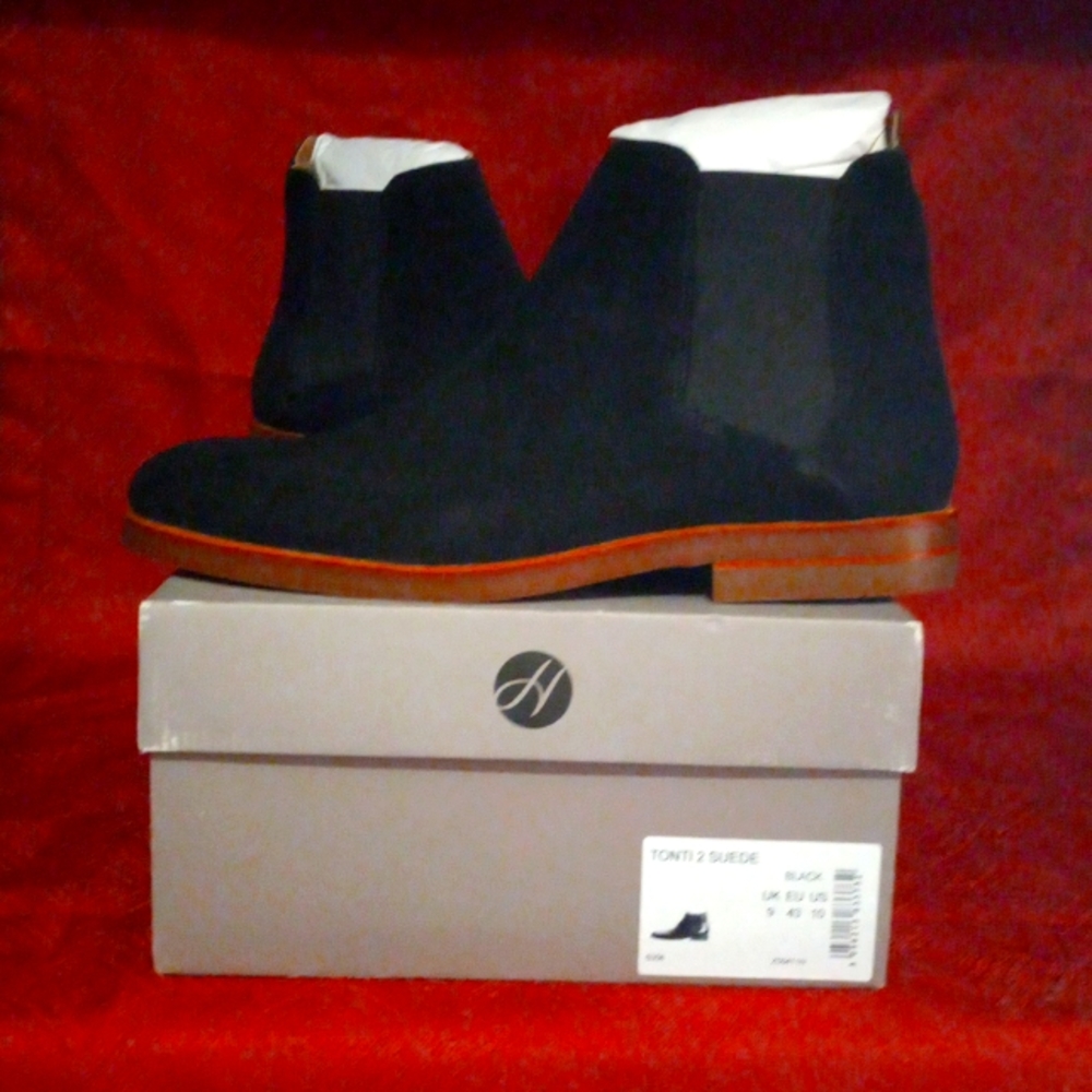 H by Hudson Tonti 2 Suede Chelsea Black Boots size 10 *Brand New*